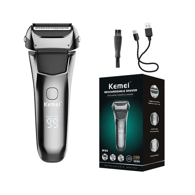 Kemei km-8512 electric shavers beard rechargeable shaving machine for men waterproof with LCD display Razor shavers bald trimmer