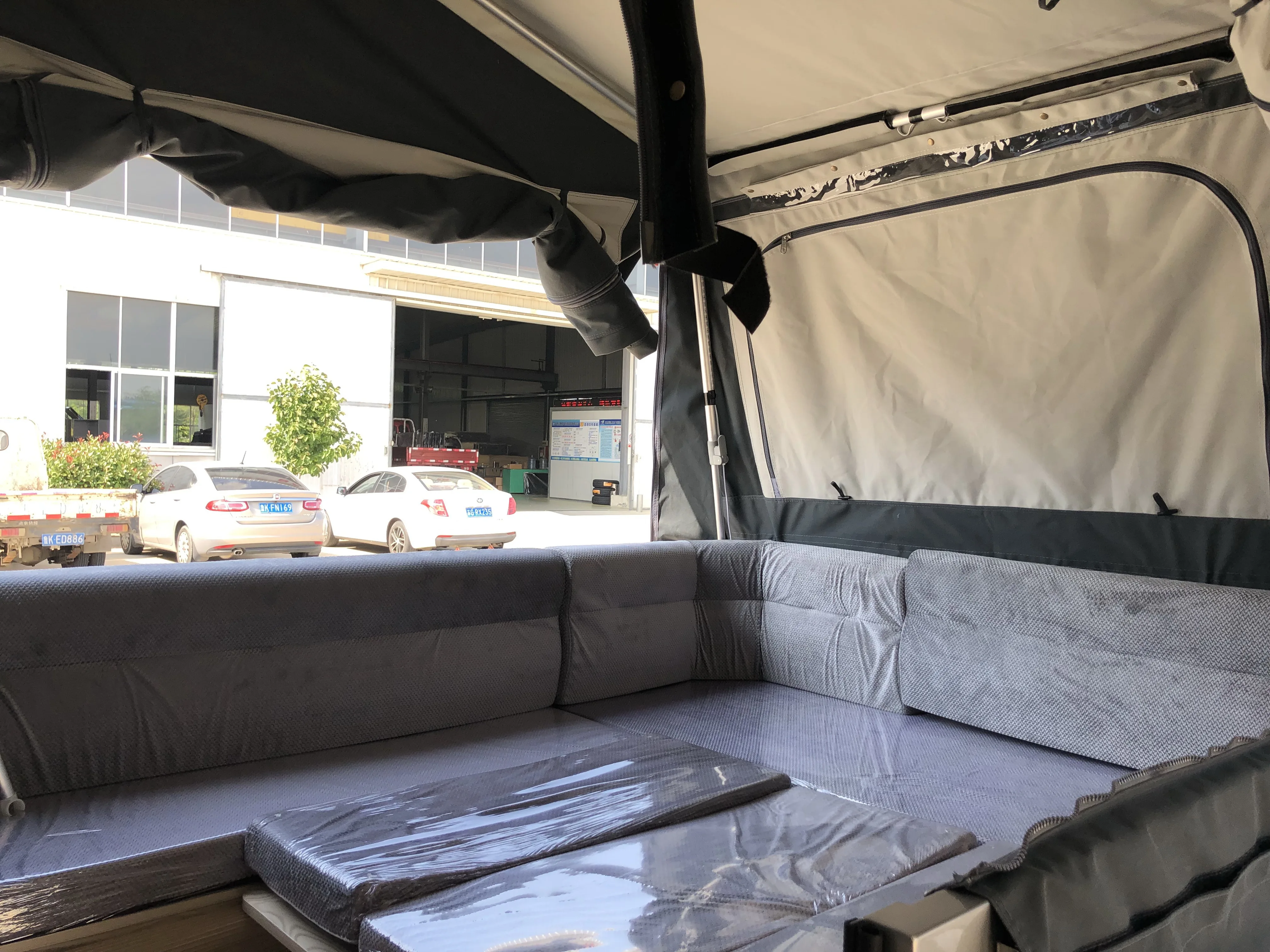 Camper trailer with stainless steel kitchen and folding tap