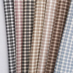 Professional Supply Women Casual Suits Shirts  Yarn Dyed Woven Fabric Plaid Spandex Dress Pattern Trousers Fabric