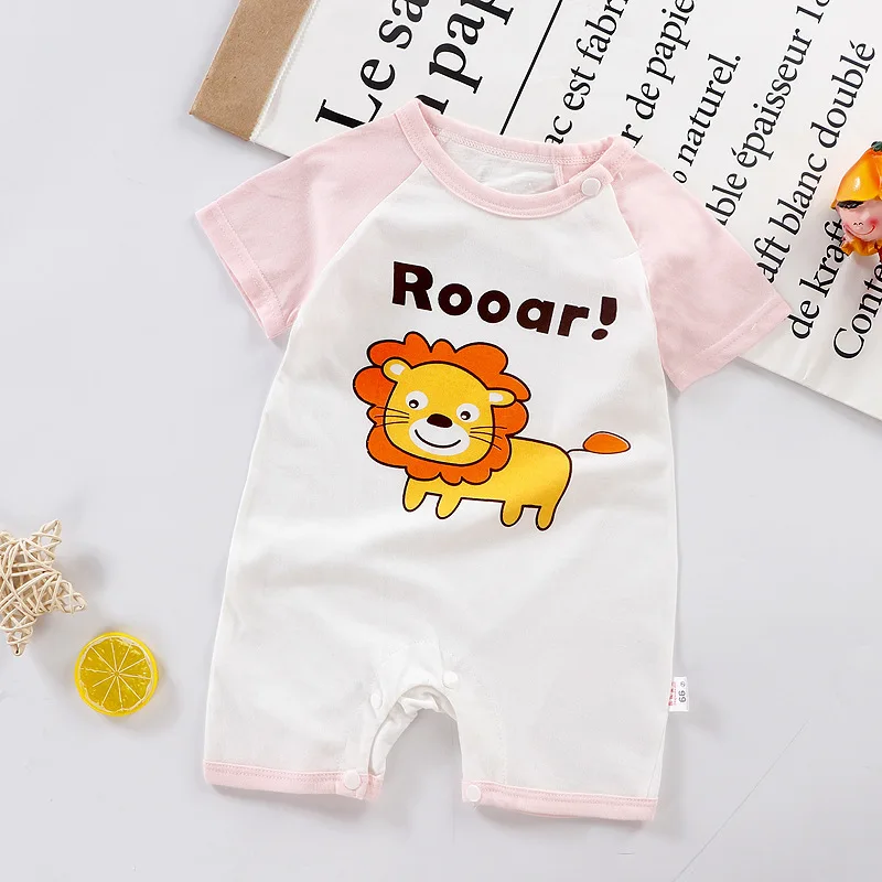 Michley Factory Price Summer Infants Baby Short Sleeve Romper Jumpsuits Cartoon And Cotton New Born Baby Clothes