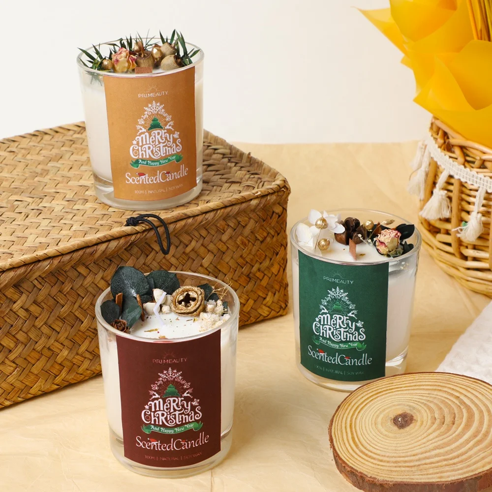 manufacturers custom wholesale glass aromatherapy home fragrance soy wax scented luxury handmade flower christmas candles