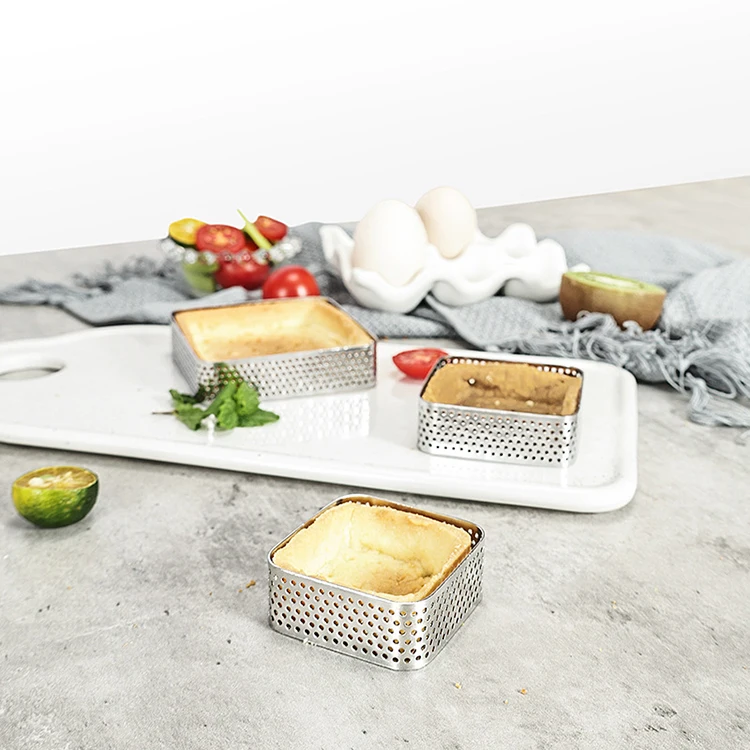 304 Stainless Steel Perforated French Bake Tartlet Mold Pie Tart Cake Ring