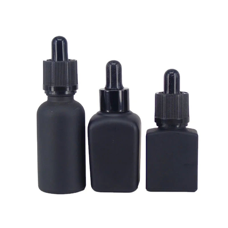 
30ml black frosted glass dropper bottles beard oil essential oil bottle 1oz 