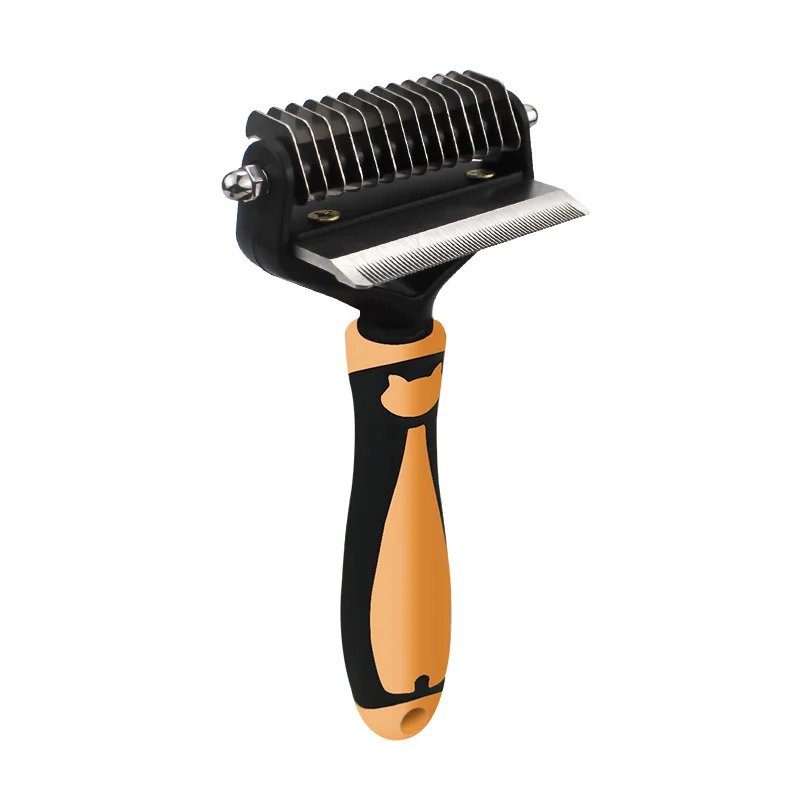 OEM Cepillo de aseo para mascotas  pet Grooming Brush 2 in 1 Knot open Comb Pet Hair Dematting Deshedding Rake Comb