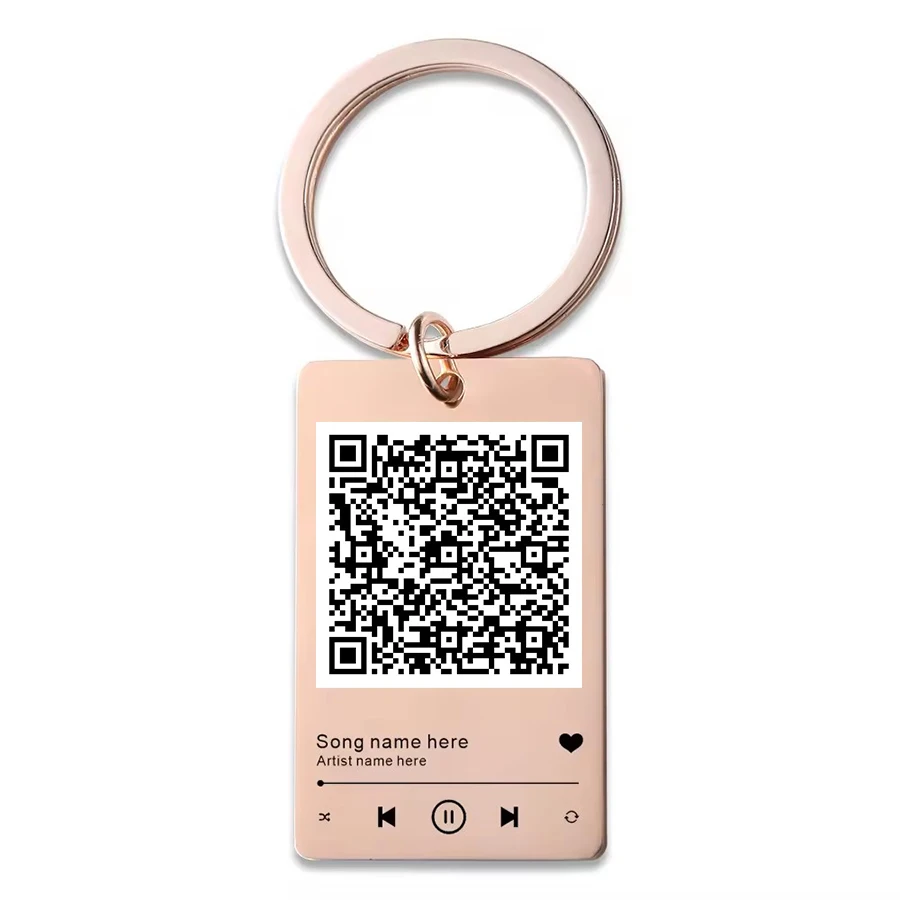 Custom QR Code Keychain Favourite Song QR Scan titanium steel Keyring Spotify Music Keychain with logo custom