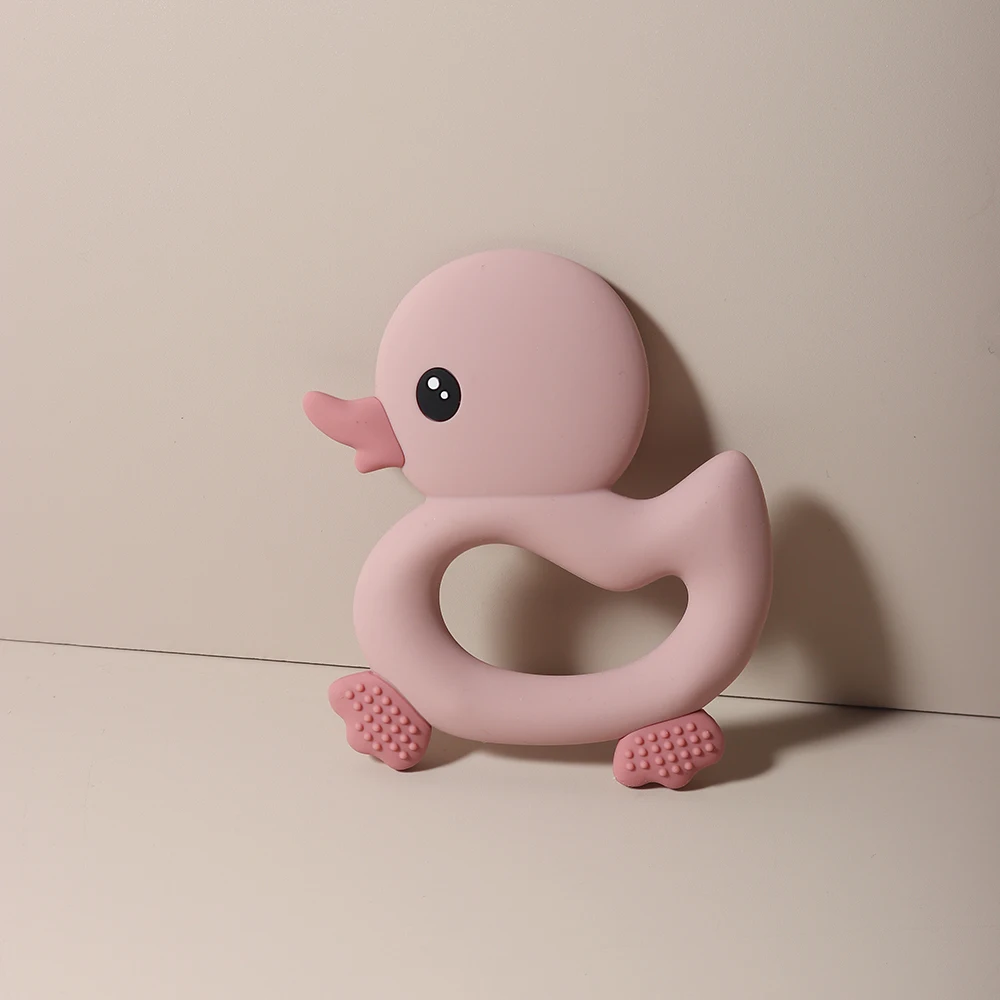 Cute cartoon animal Baby teething toy Food Grade Safe Silicone Toothbrush Teether sensory Toy duck shaped