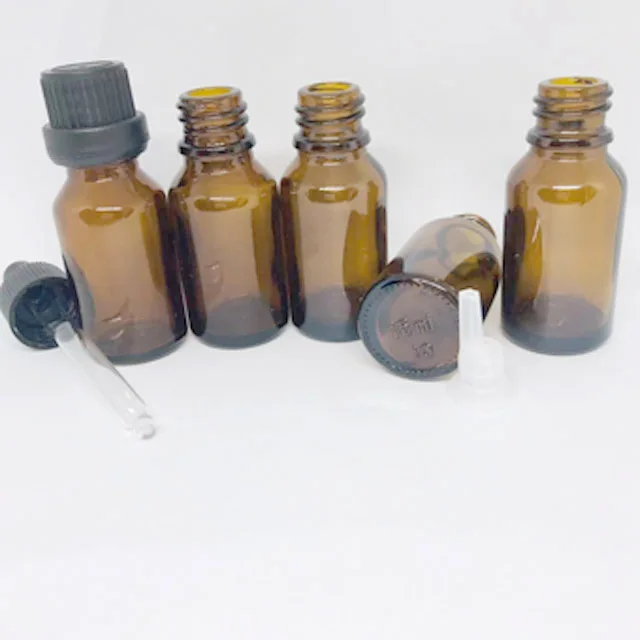 Wholesale Essential Oil Packaging 15ml Clear Amber Glass Dropper Bottle