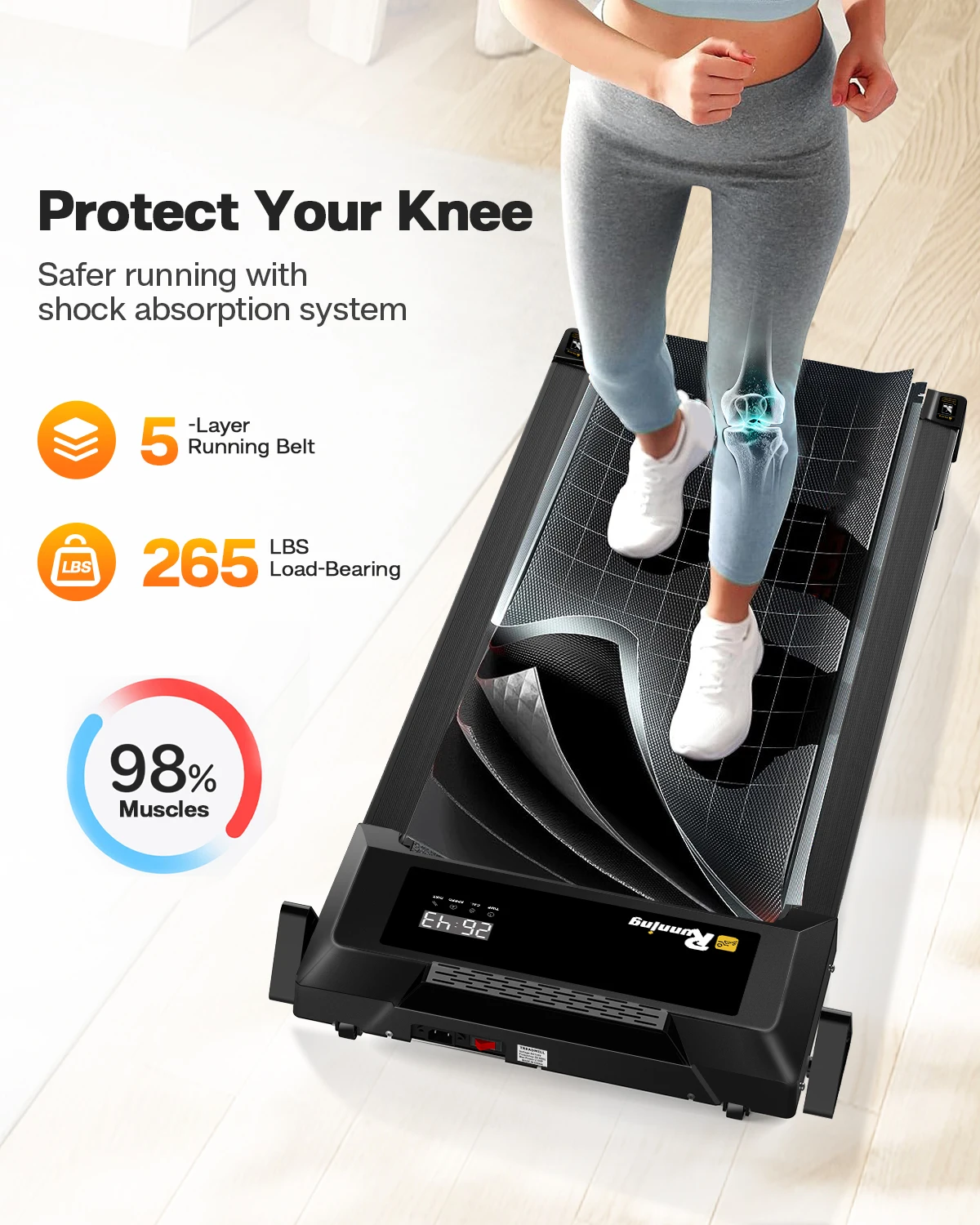 Ready To Ship US Walking Pad Treadmill Under Desk, Portable Mini Treadmill with Remote Control, Bluetooth, 265lbs Max Weight