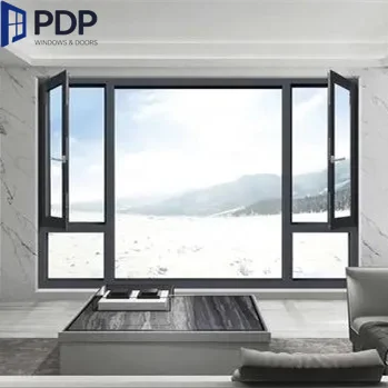 Customized Modern Energy-Efficient Aluminium Soundproof Swing Open With  Blinds Casement Windows For Home