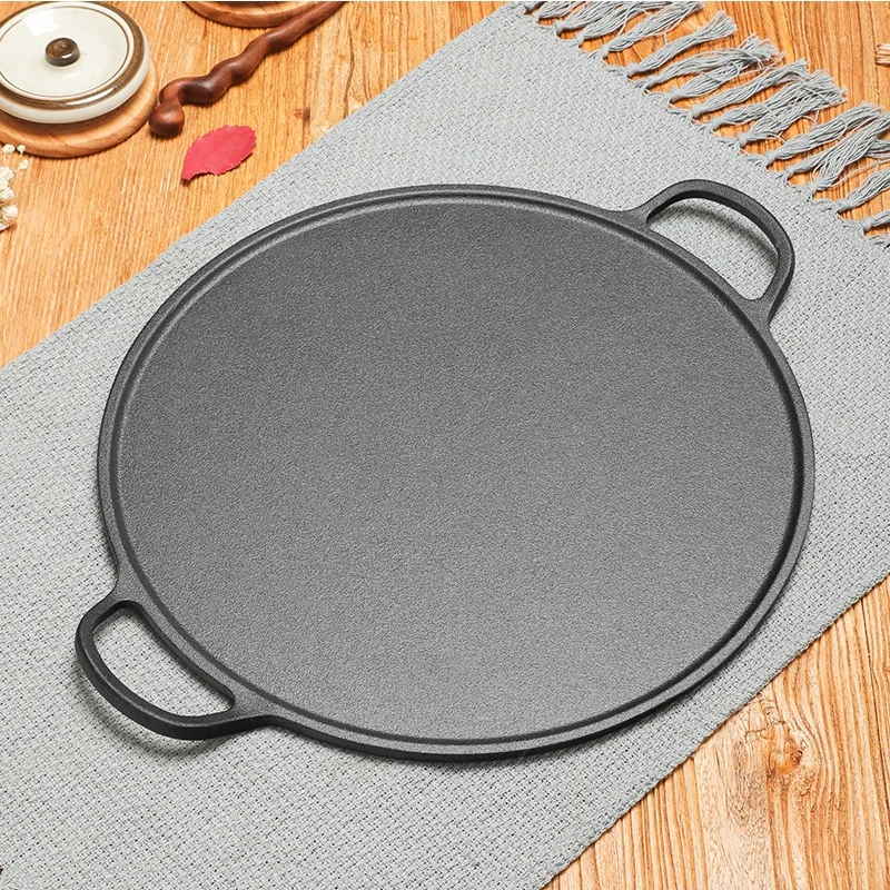 Pre Seasoned Cast Iron 12.5 inch Crepe Pan Kitchen Pancake Pizza Cast Iron Fry Pans