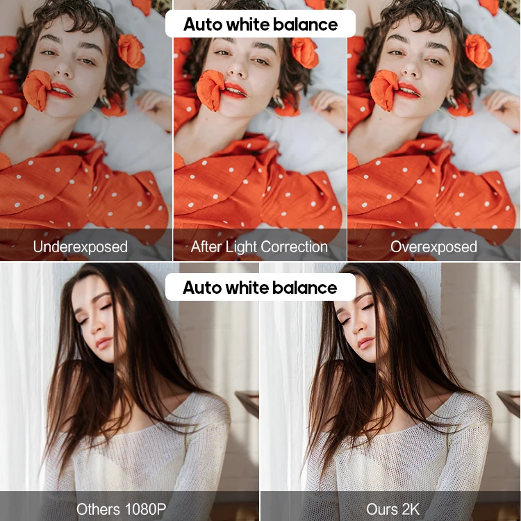 Webcam Built-in Ring Light Conference Video Computer Full Hd Web Camera with Noise-cancelling Microphones 720P 1080p 2K USB CMOS