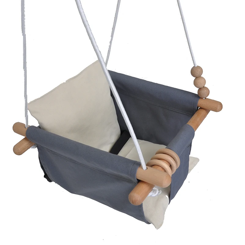Indoor Baby Comfortable Newborn Swing With Safe Belt Grey  Suspension Children Playing Swing