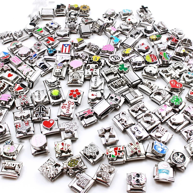 Custom Personalized Alloy Gold Plated Italian Charms Bracelets Hot Sale Mix Design Italian Charms Bracelet Accessories