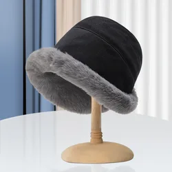 Hot Sale Autumn And Winter Women Cashmere Lamb Fur Fisherman Hat Thick Warm Plush Basin Hats Caps