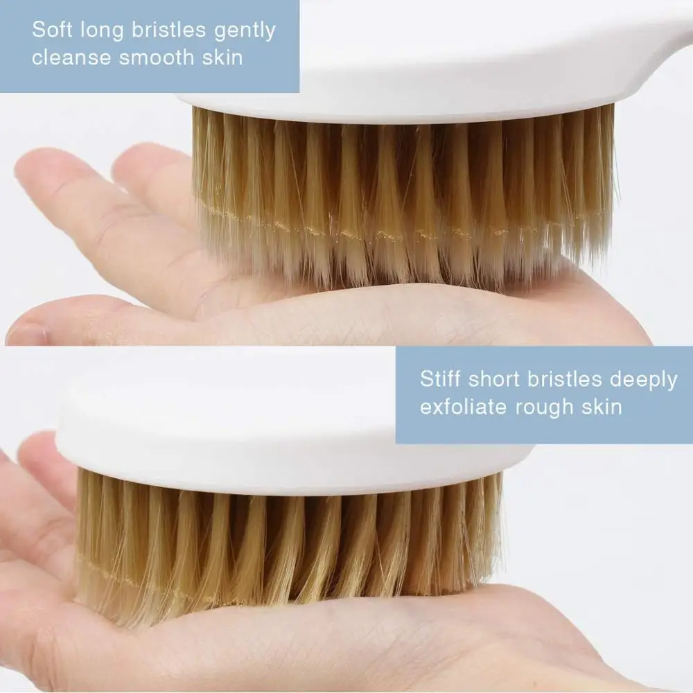 New Soft Double hair shower brush with Long Handle Bath Brush Back Scrub for Wet or Dry Washing