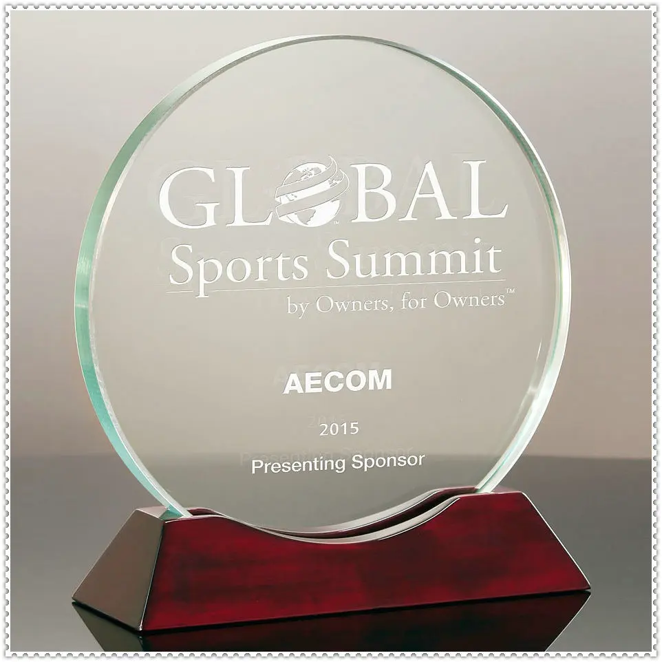 Bespoke Sandblasting Glass Circle Plaque Trophy Award For Premier Division