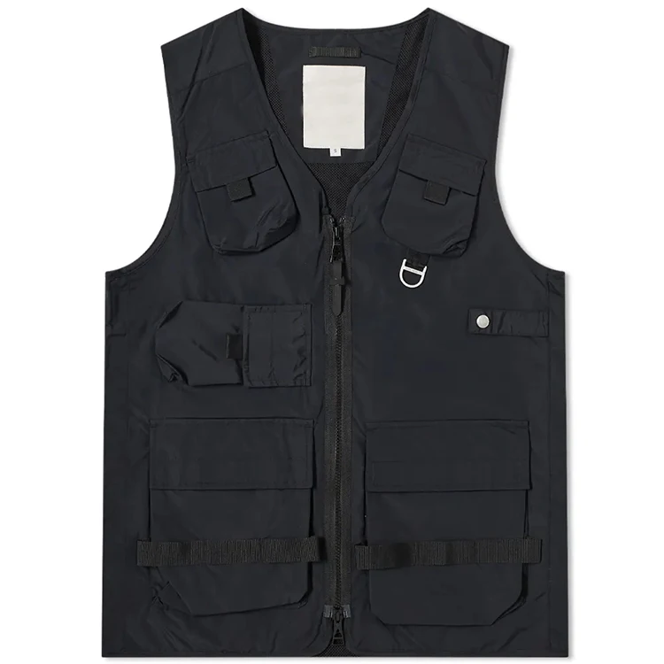 Stylish 100% Nylon Many Pockets Vest with 2-Way Zip Closure 5 Front Pockets