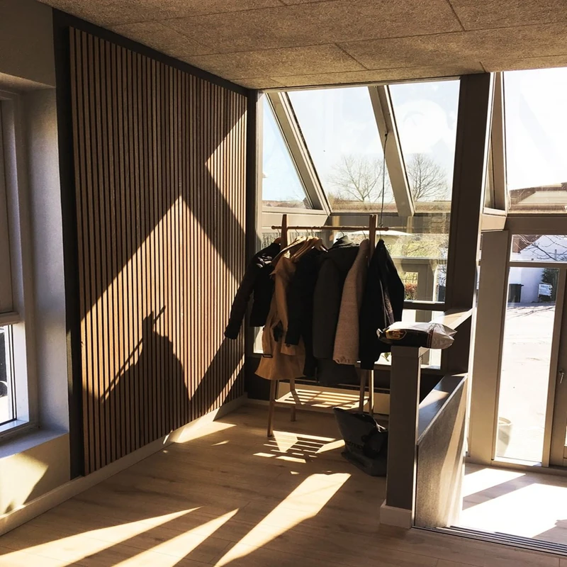Akupanel Wooden Veneer Oak  Slat Panel Sound Proof Wall Panels Wood Acoustic Wall Panels Acusticos