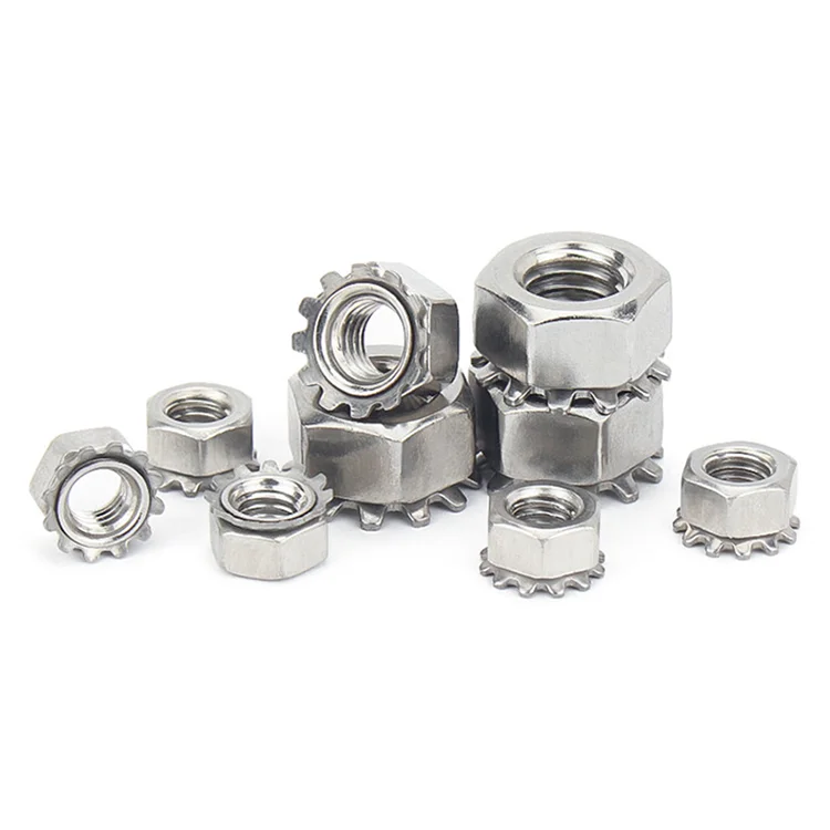 304 Stainless Steel Kep Lock Nut Keps Nuts with External Tooth Washer K-Lock Keps Nuts