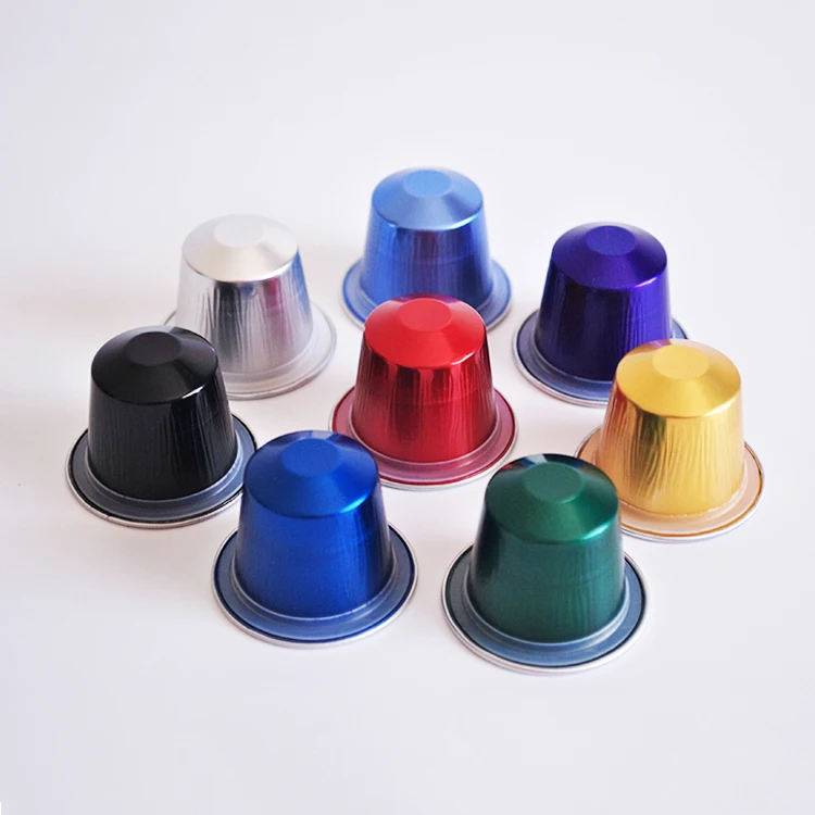Wholesale Colorful Empty Aluminum Foil Capsule Nespresso Coffee Capsules With Sticker Lid Producer