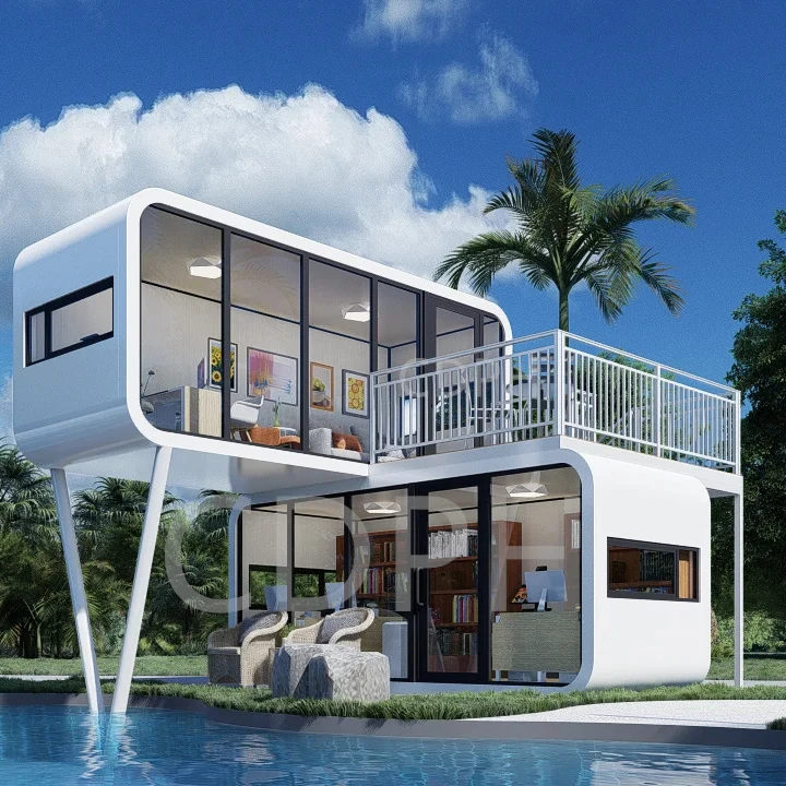 20ft 40ft Outdoor Modern Popular Prefab Tiny House Mobile Working House Office Pod Container House Apple Cabin