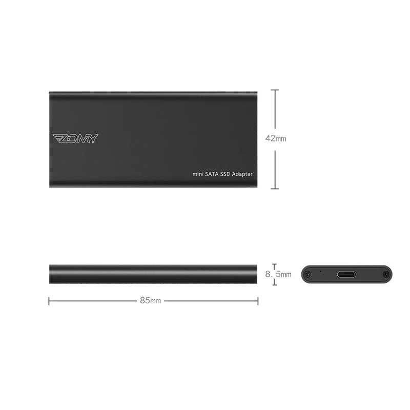
mSATA to USB 3.1 Gen2 6GBPS SSD Enclosure with USB Type C Interface for mSATA Internal Solid State Drive 