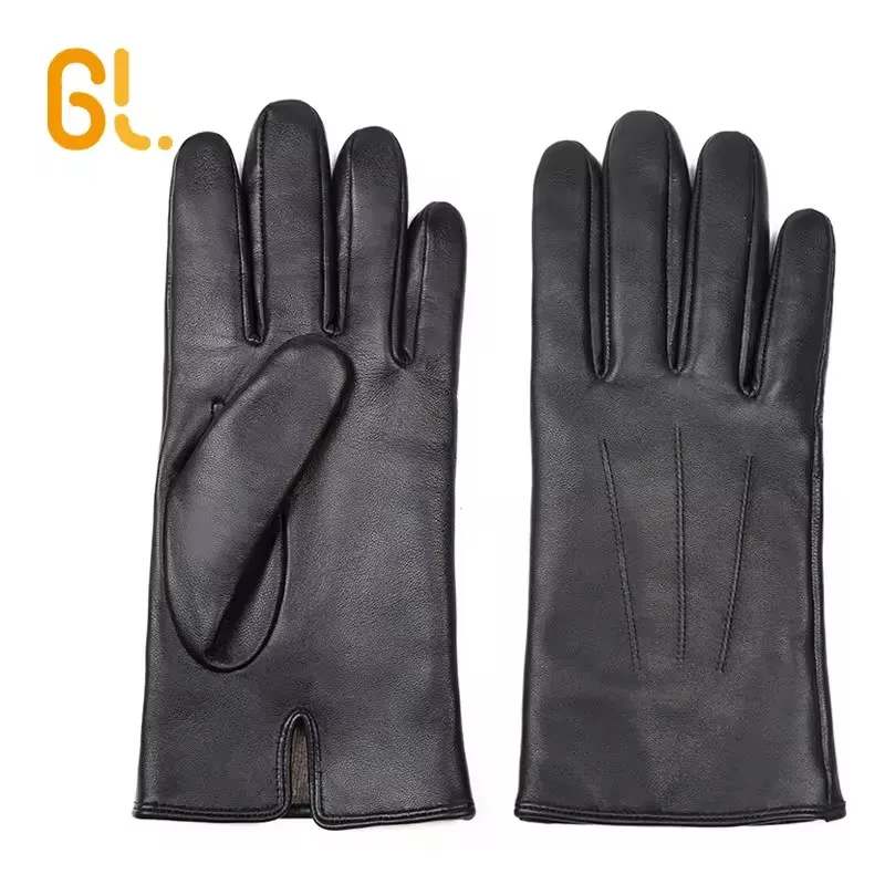 SLW015 Wholesale Mens Winter Leather Gloves Good Genuine Sheepskin Black Brown Dress Leather Gloves for Car Driving