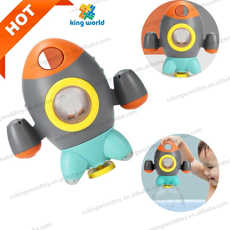 Cute Rocket Bathing Waterfall Spray Water Interactive Kids Favor Bath Toy