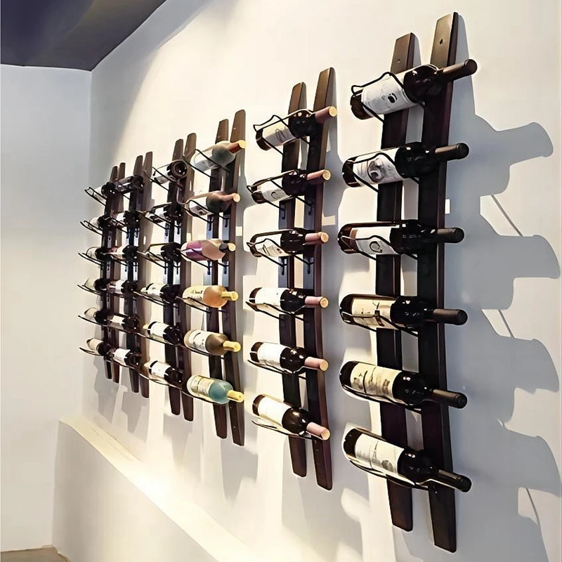 Home Rustic Wall Decor Handmade Wooden wall mounted wine bottle holders