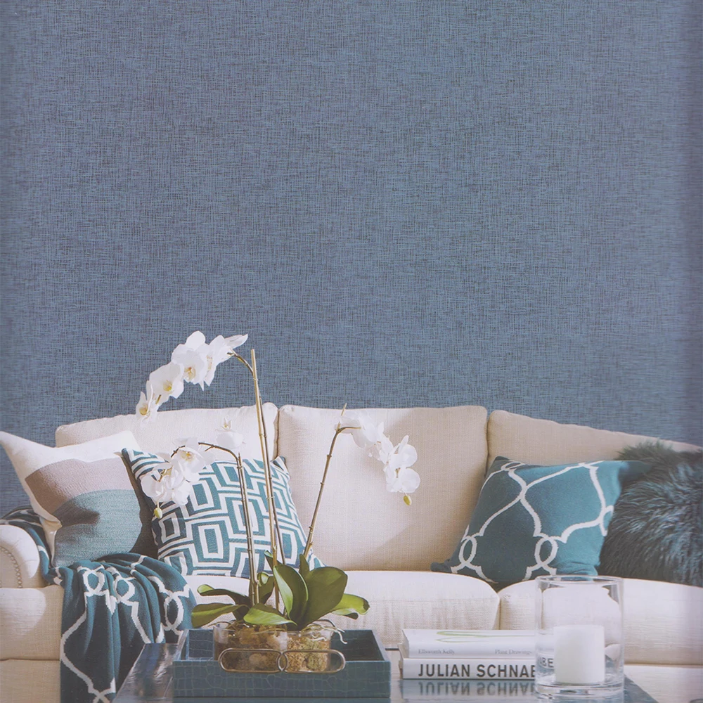 Navy Blue Grey Environmental Non Woven Wallpapers High Quality Wall Coating For Home Office Wall Decoration