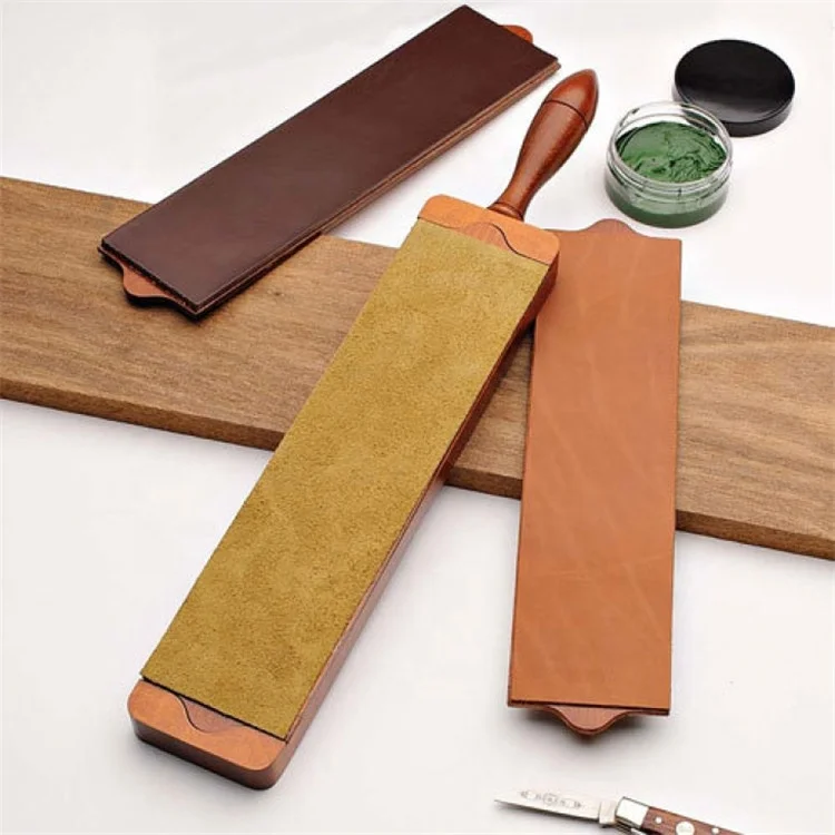 Wholesales high quality double sides leather strop with wood stand