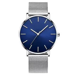 Watch Custom logo Simple Thin Wristwatch Casual mesh Strap Quartz Watch Gift men stainless steel Band Customize Watches