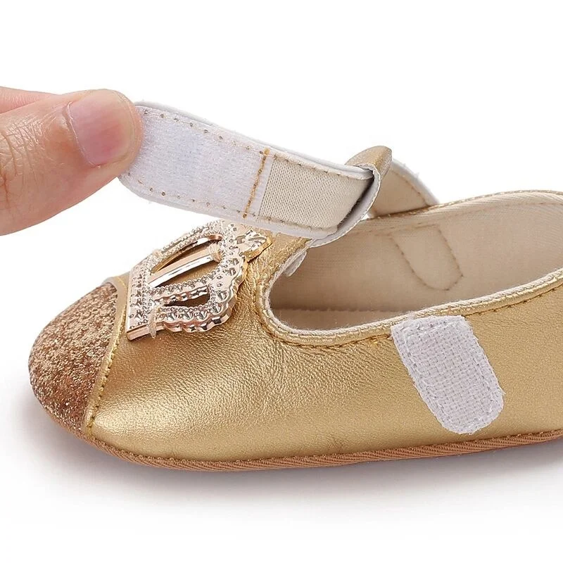 Glitter Crown Princess Wholesale Girls Toddler First Walker Baby Shoes