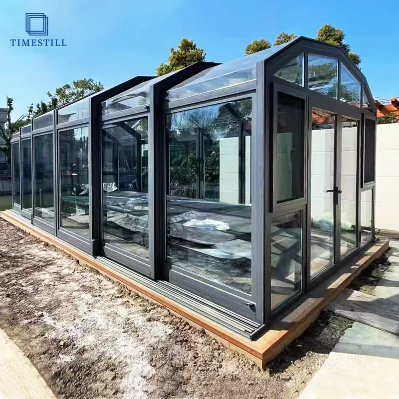 Modern Design Easy-to-Install Aluminum Glass House Outdoor Conservatory Sunroom for Villas Residential