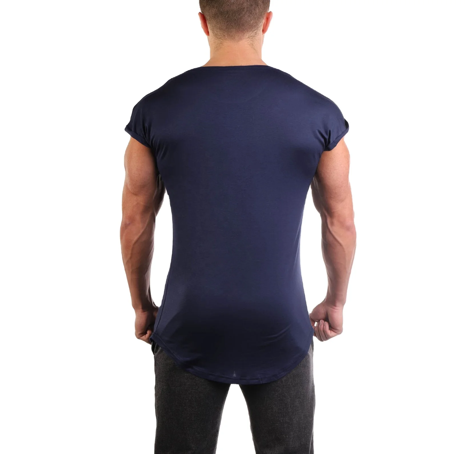 Wholesale Regular Fit Custom Sport Wear Mens blank t-shirt with custom logo capped sleeve t shirt