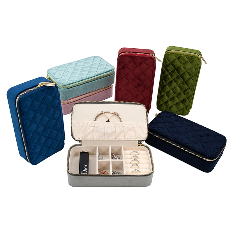 Long Embossed Crown Cloth Style Jewelry Ring Storage Boxes With Logo Wholesale Necklace Velvet Jewel Box