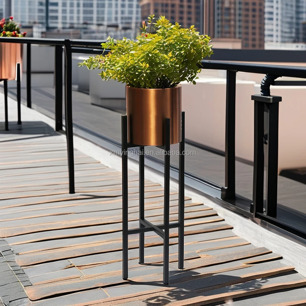 Modern Indoor And Outdoor Decoration large brushed silver flower pot stainless steel planter