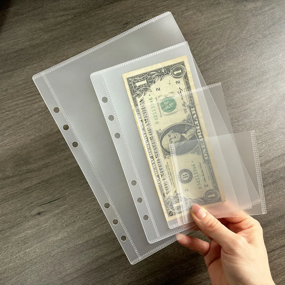 New Arrival Personalized Durable A6 A7 A9 6 Holes Pre-punched Water Proof Wallets Cash Envelope Binder Credit Card Holder