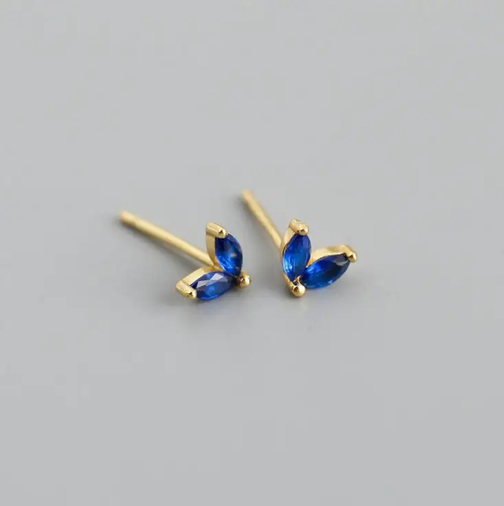 Luxury earrings studs round cubic zirconia bezel setting diamond 925 gold plate piercing woman earrings jewelry