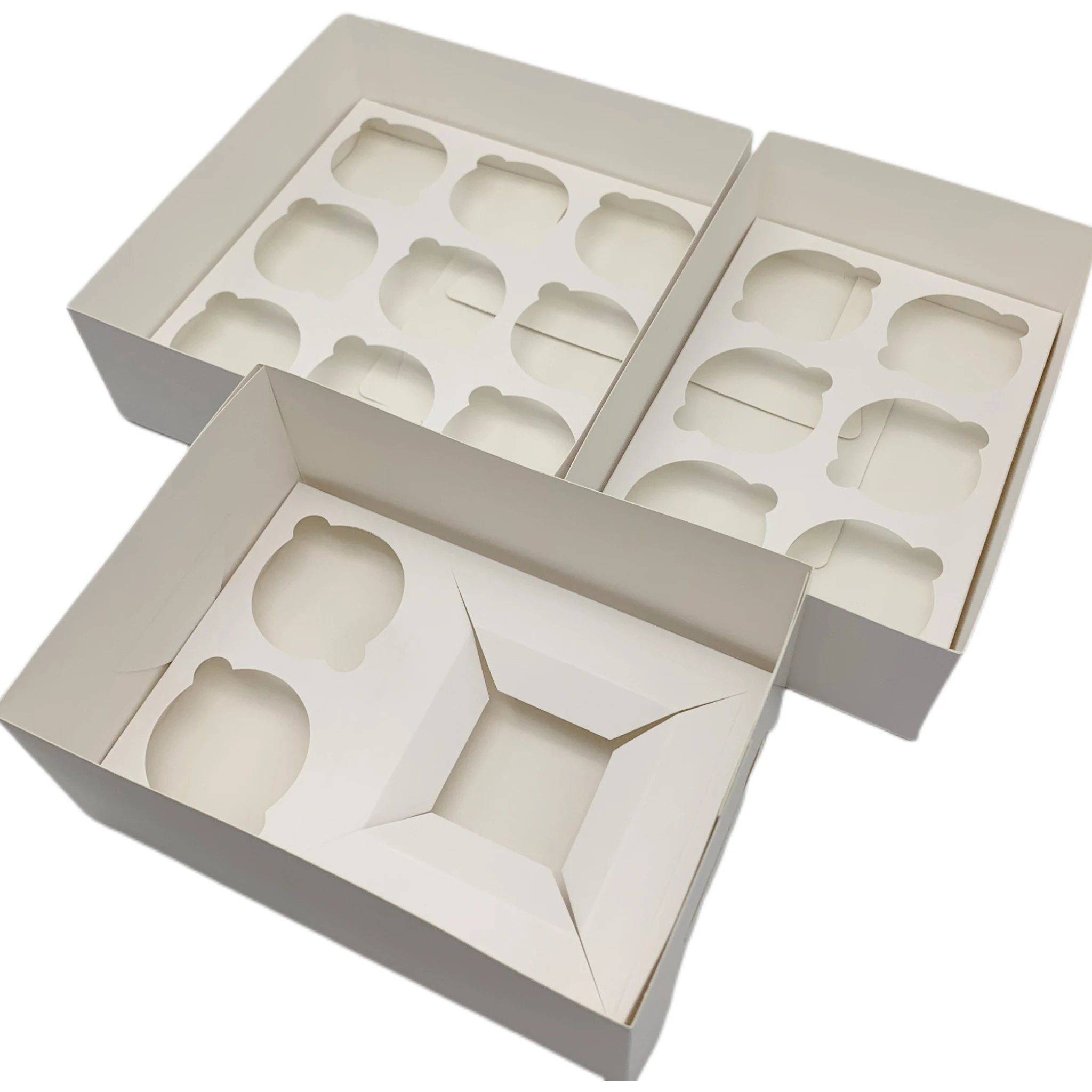 custom cake  box white cake packaging boxes hot sale cupcake boxes transparent plastic cover cupcakes package with PVC clear lid