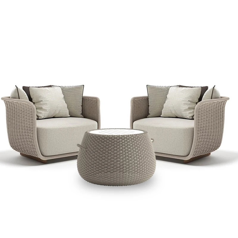 New Design Nordic outdoor rope sofa  Teak Wood Chair Garden  Furniture 