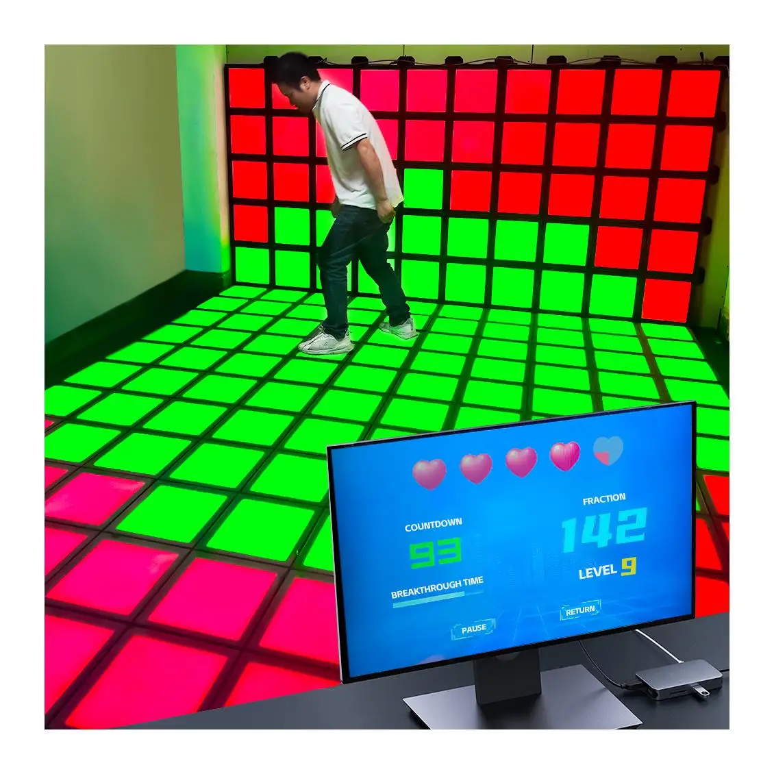 brick dance floor light Interactive LED Floor 30x30cm Active Game for Indoor Use Fun Amusement Park Facility for Game Room
