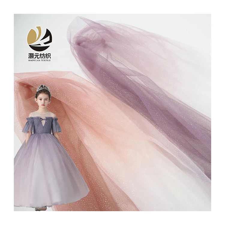High quality print mesh soft glitter tulle roll fabric by the yard kids party dress