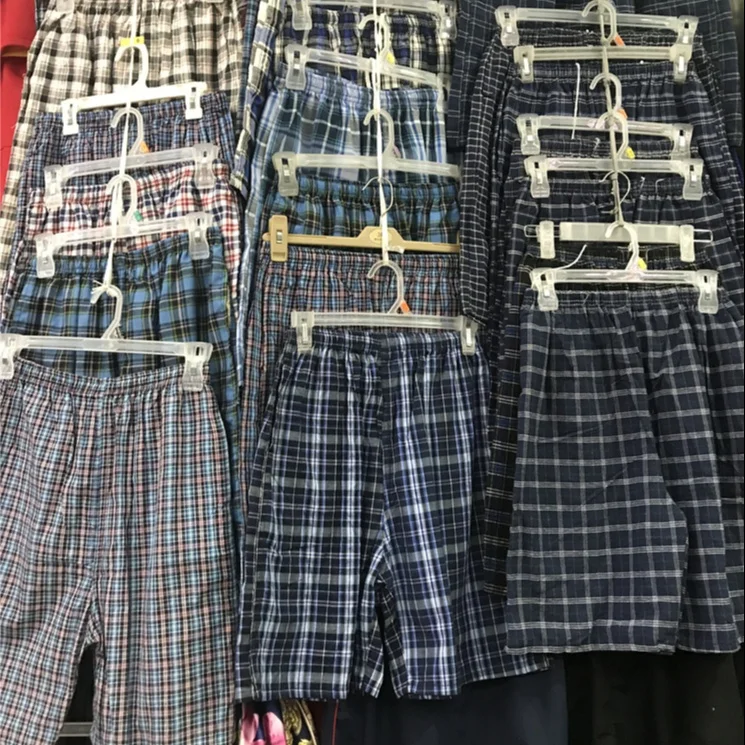 WSL016 Summer Cotton hemp Breathable Comfort plaid men casual short pants