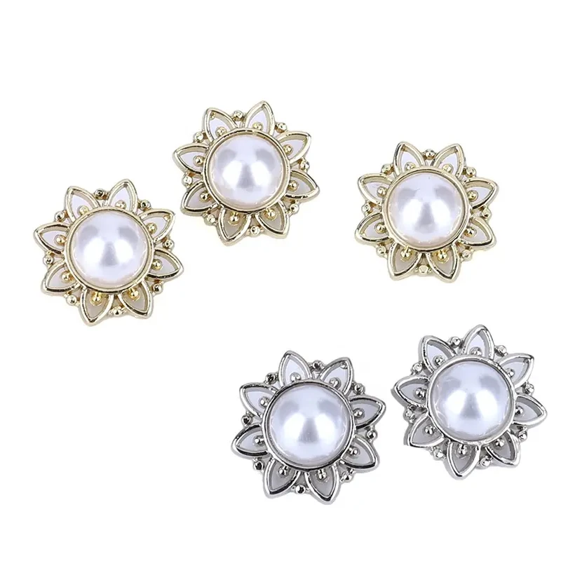 vintage crystal flower pearl dress up down shirt metal custom jean denim snap push shank button maker for clothes