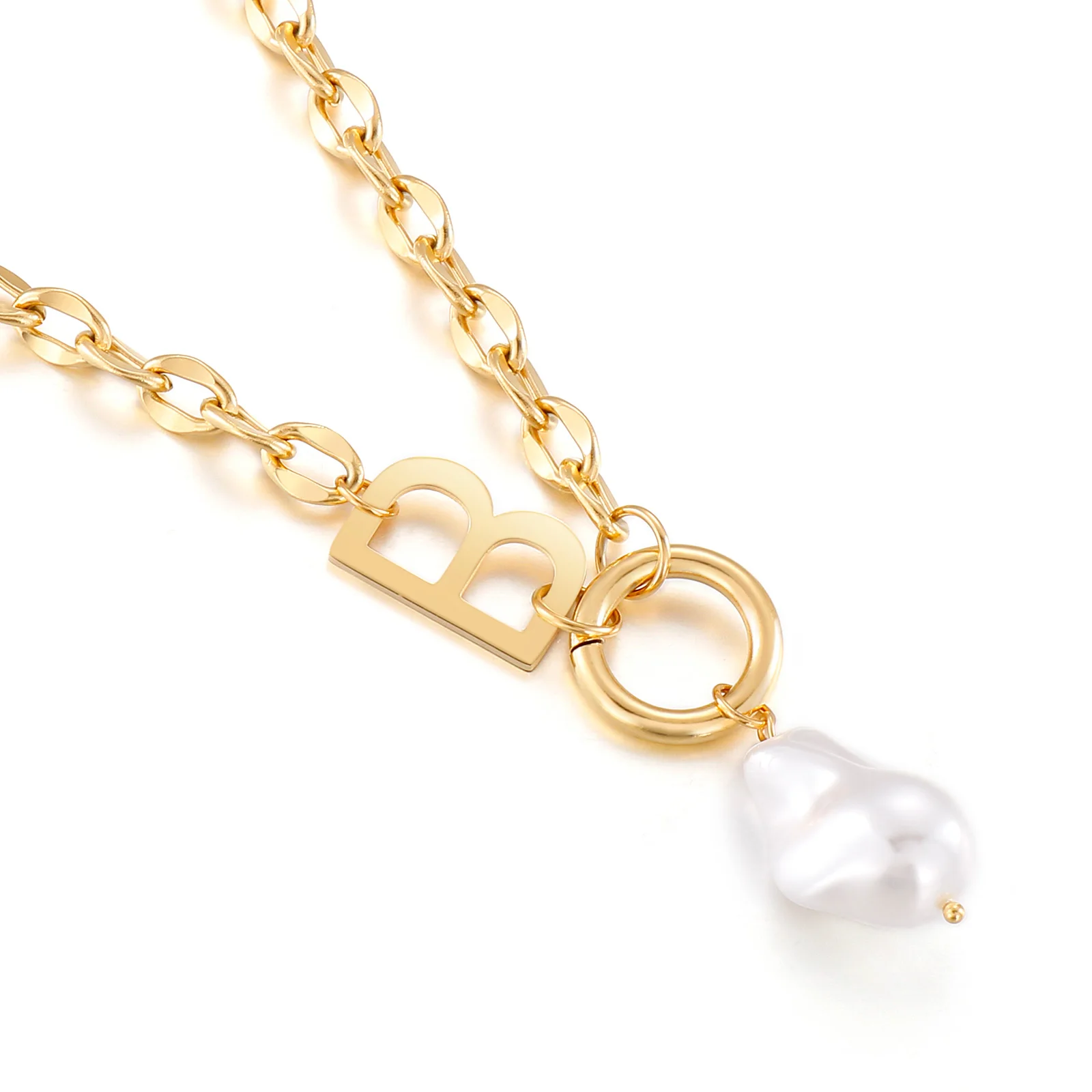 Fashion 18K Gold Plating Necklaces Pearl Shell Pendant Women Stainless Steel Jewelry Necklace