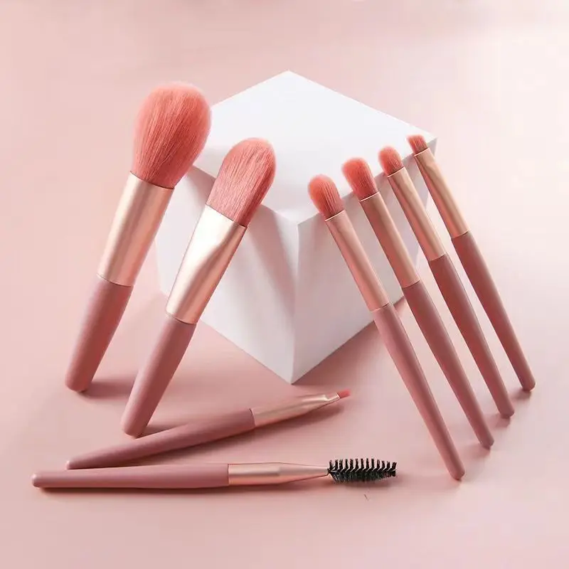 2024 Wholesale Professional 8Pcs Travel Mini Makeup Brush Set With PU Bag