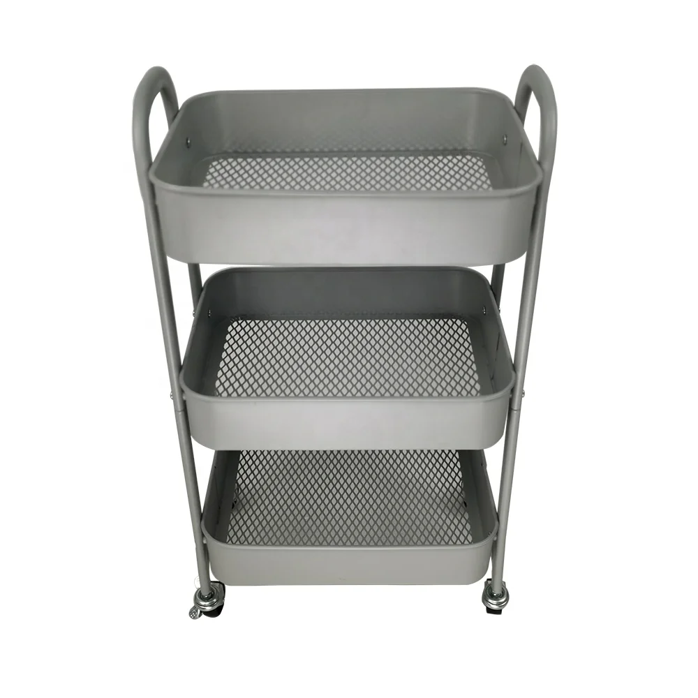 
Home Kitchen Bathroom Salon 3 Tiers Movable Metal Tools Iron Rolling Trolley Serving Storage Cart Salon Trolley Cart 