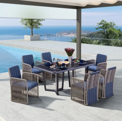 Wholesale Aluminum Waterproof Fabric Dining Furnitures Garden Outdoor Table And Chair Set