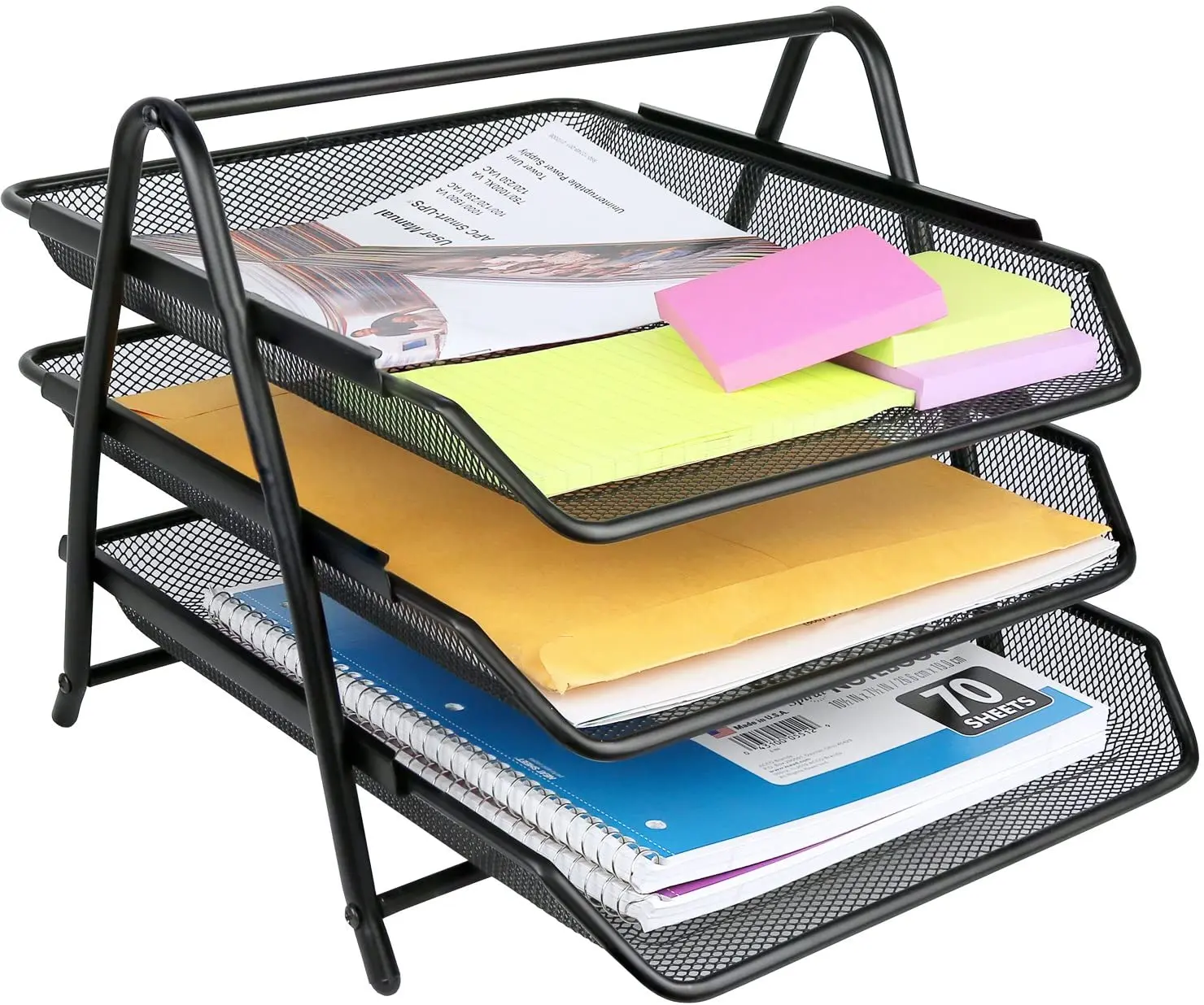 Attractive Price New Type  3 tier wire metal mesh folding stackable Desk Organizer metal mesh document tray